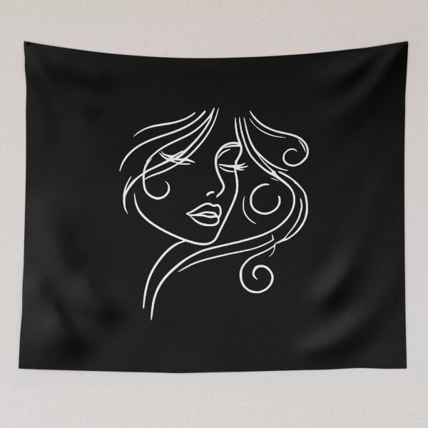 Item preview, Dreamy Girl Face Minimalist Art Black White 1 Shapes Mania designed and sold by Shapes-Mania.