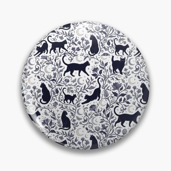 Item preview, Celestial Black Cat Moon Botanical Gothic Pattern Art designed and sold by mood-draftsman.