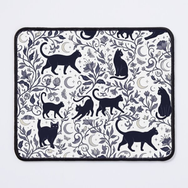 Item preview, Celestial Black Cat Moon Botanical Gothic Pattern Art designed and sold by mood-draftsman.