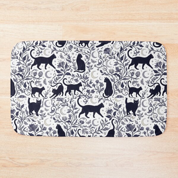 Item preview, Celestial Black Cat Moon Botanical Gothic Pattern Art designed and sold by mood-draftsman.