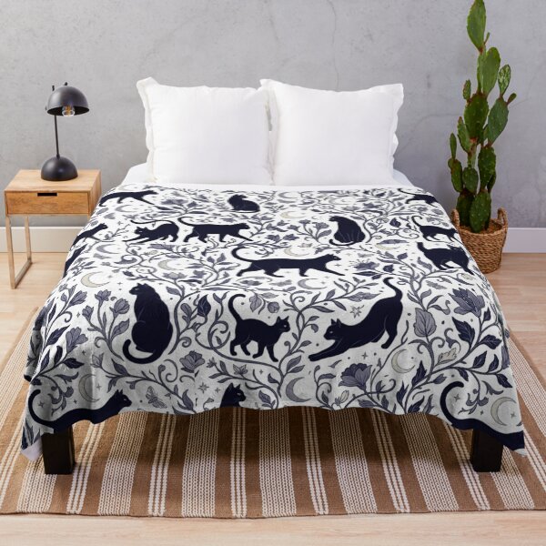 Item preview, Celestial Black Cat Moon Botanical Gothic Pattern Art designed and sold by mood-draftsman.