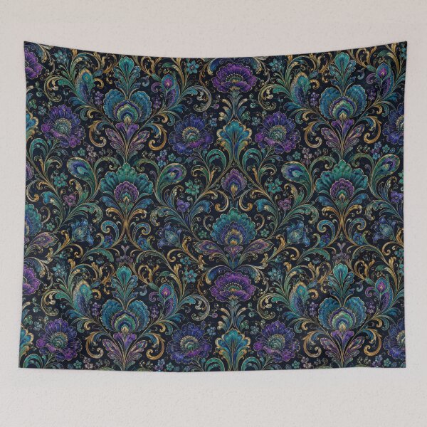 Item preview, Whimsigothic Midnight Forest Art Nouveau Damask Pattern designed and sold by PureVintageLove.