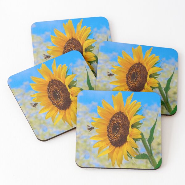 Item preview, Bee Flying into Mammoth Russian Sunflower designed and sold by PhotoArtbyGrace.