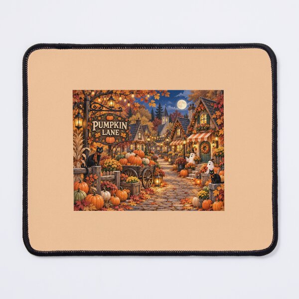 Item preview, Pumpkin Lane — Cozy Halloween Village with Black Cats, Ghosts & Autumn Pumpkins designed and sold by Novel Works Studio.