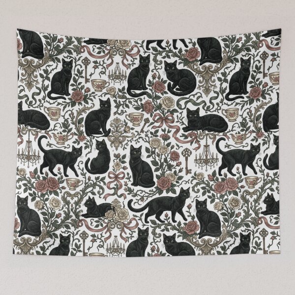 Item preview, Victorian Black Cat Vintage Rose Gothic Pattern Art designed and sold by mood-draftsman.