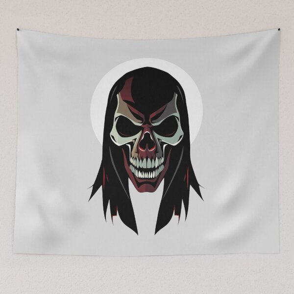 Item preview, Heavy Metal Reaper Skull - Long Hair Gothic Mask Art designed and sold by ERODED SELF.