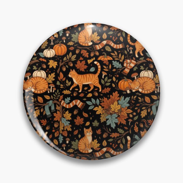 Item preview, Autumn Orange Tabby Cat Fall Pumpkin Scarf Pattern Art designed and sold by mood-draftsman.