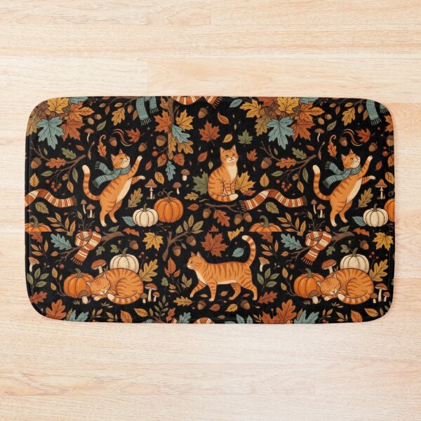 Item preview, Autumn Orange Tabby Cat Fall Pumpkin Scarf Pattern Art designed and sold by mood-draftsman.
