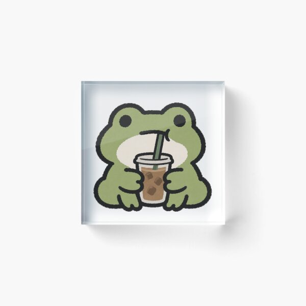 Item preview, Frog with Iced Coffee designed and sold by chookiebookie.