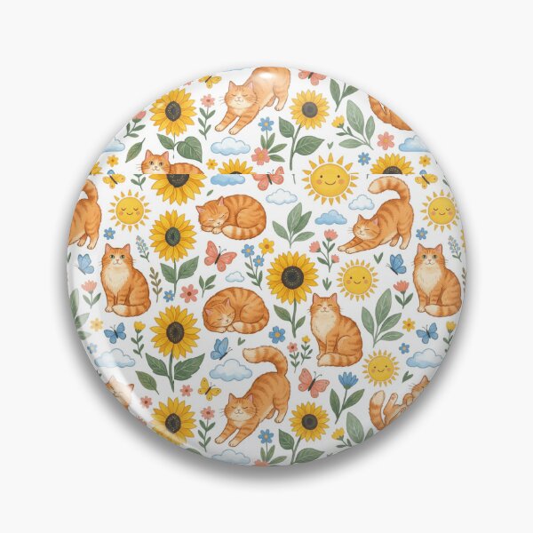 Item preview, Sunny Orange Tabby Cat Sunflower Sunshine Pattern Art designed and sold by mood-draftsman.