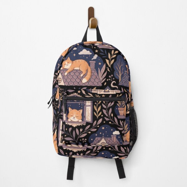 Item preview, Sleepy Orange Tabby Cat Midnight Moonlit Rooftop Pattern Art designed and sold by mood-draftsman.