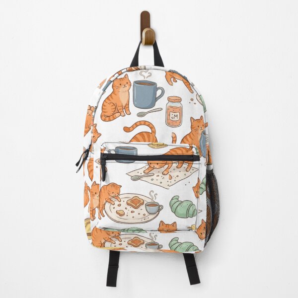Item preview, Breakfast Orange Tabby Cat Coffee Jam Croissant Pattern Art designed and sold by mood-draftsman.
