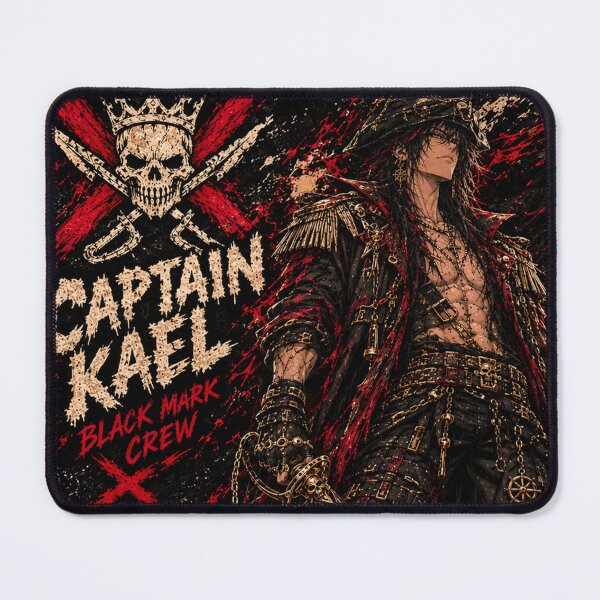 Item preview, Captain Kael The Marked Black Mark Crew Distressed Anime Pirate Poster designed and sold by Boomaroo.