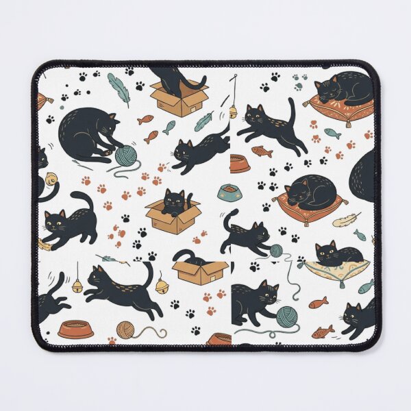 Item preview, Playful Black Cat Yarn Box Cushion Pattern Art designed and sold by mood-draftsman.