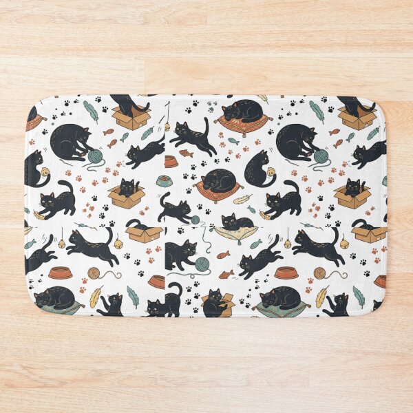 Item preview, Playful Black Cat Yarn Box Cushion Pattern Art designed and sold by mood-draftsman.
