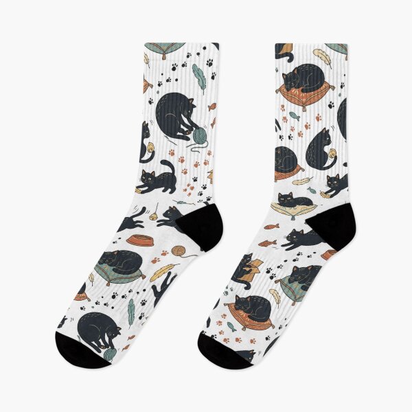 Item preview, Playful Black Cat Yarn Box Cushion Pattern Art designed and sold by mood-draftsman.