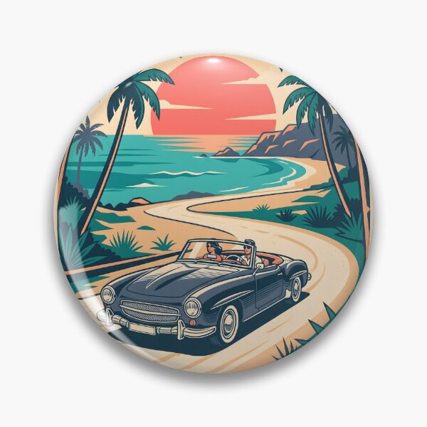 Item preview, Vintage Dark Convertible Driving on Coastal Road – Retro Beach Drive Design designed and sold by Sea Gem.