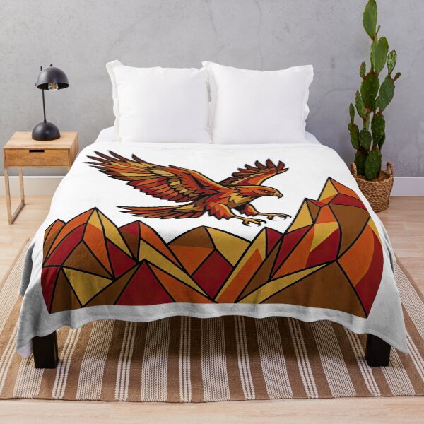 Item preview, Majestic Soaring Eagle Over Geometric Mountain Art designed and sold by Rahat3344.