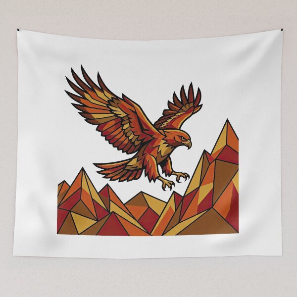 Item preview, Majestic Soaring Eagle Over Geometric Mountain Art designed and sold by Rahat3344.