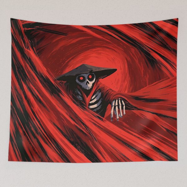 Item preview, Skeleton Samurai Swirling Red Flame Art designed and sold by Lunat1kk.