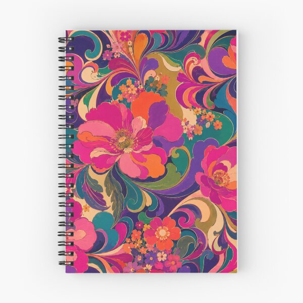 Item preview, Late 60s Psychedelic Floral Luxe Jewel Tone Retro Mod Flower Power Garden Print designed and sold by PureVintageLove.
