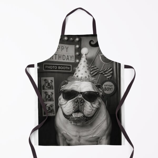 Item preview, Birthday Bulldog Photobooth Aesthetic Happy Birthday Black and White  designed and sold by HYPNK.