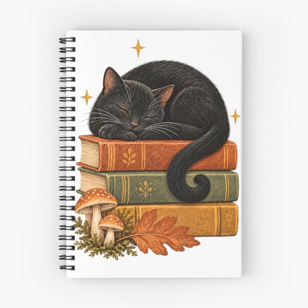 Item preview, Cozy Black Cat on Autumn Books designed and sold by Nurple Art.