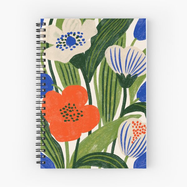 Item preview, Bold Cobalt and Orange Botanical Flowers designed and sold by Nurple Art.