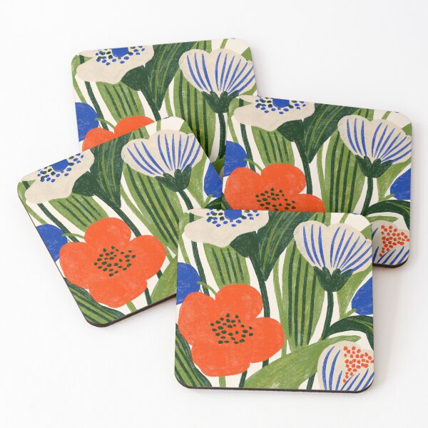 Item preview, Bold Cobalt and Orange Botanical Flowers designed and sold by Nurple Art.
