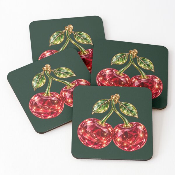 Item preview, Ruby Crystal Cherries – Sparkling Glass Cherry Jewel Art designed and sold by HO•Designs.