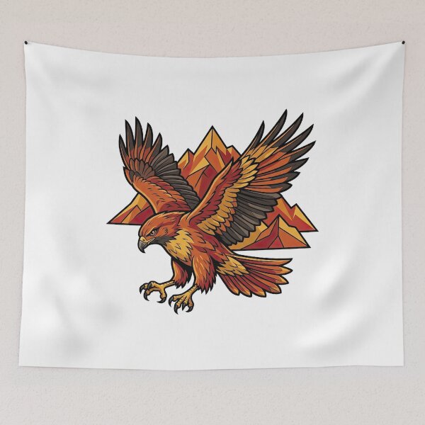 Item preview, Swooping Golden Eagle Mountain Mascot Vector Art designed and sold by Rahat3344.