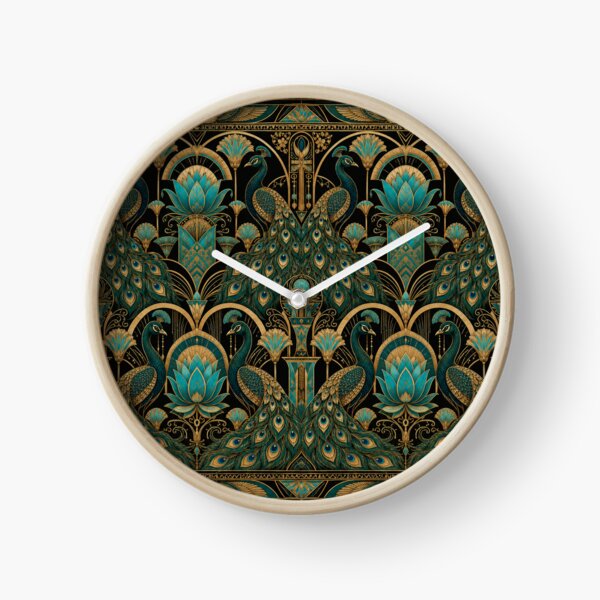 Item preview, Vintage Egyptian Revival Peacock Damask - Dark Luxury Art Deco Pattern designed and sold by PureVintageLove.