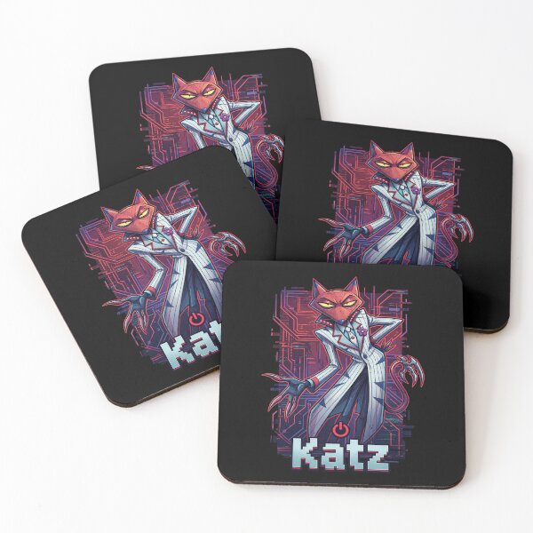 Item preview, Cyber Katz Glitch Circuit Cartoon Villain Retro Synthwave Art designed and sold by CuteKats.