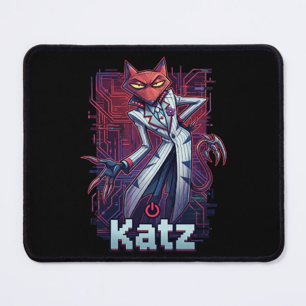 Item preview, Cyber Katz Glitch Circuit Cartoon Villain Retro Synthwave Art designed and sold by CuteKats.