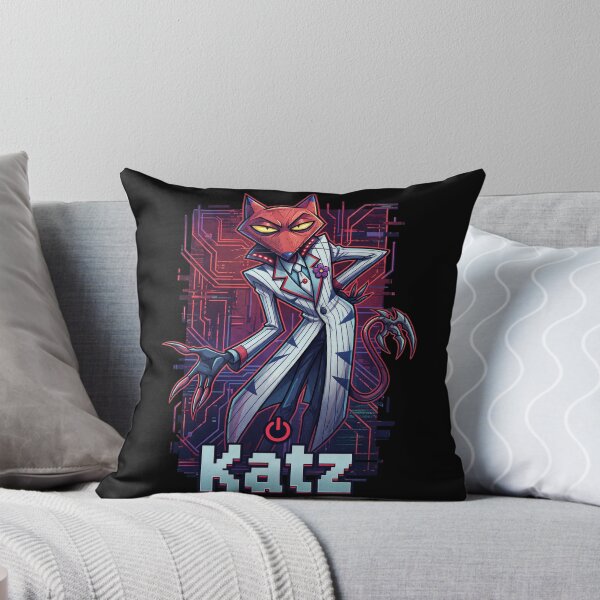 Item preview, Cyber Katz Glitch Circuit Cartoon Villain Retro Synthwave Art designed and sold by CuteKats.