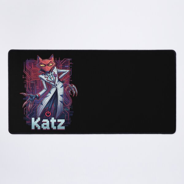 Item preview, Cyber Katz Glitch Circuit Cartoon Villain Retro Synthwave Art designed and sold by CuteKats.