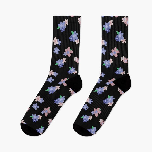 Item preview, Pink and Purple Posies on black background designed and sold by Nana Dancer Designs.