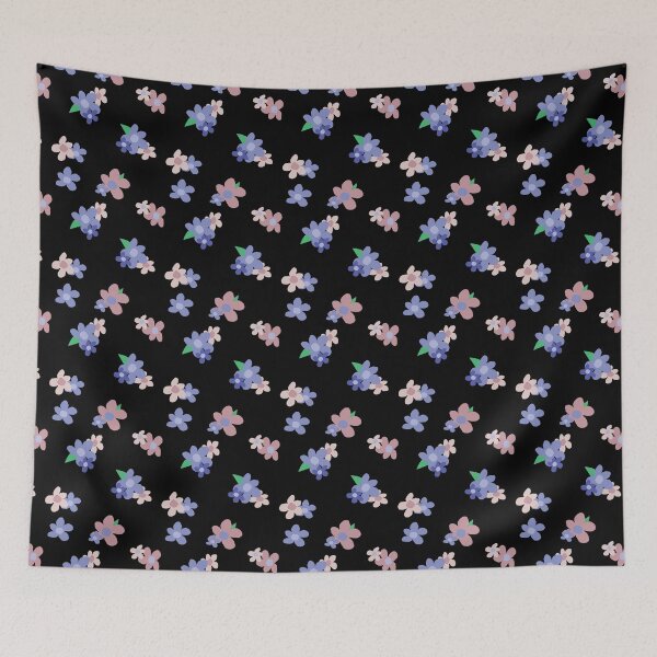 Item preview, Pink and Purple Posies on black background designed and sold by Nana Dancer Designs.
