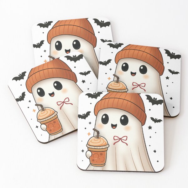 Item preview, Cozy Ghost Pumpkin Spice Latte Fall Beanie designed and sold by Neworld24.