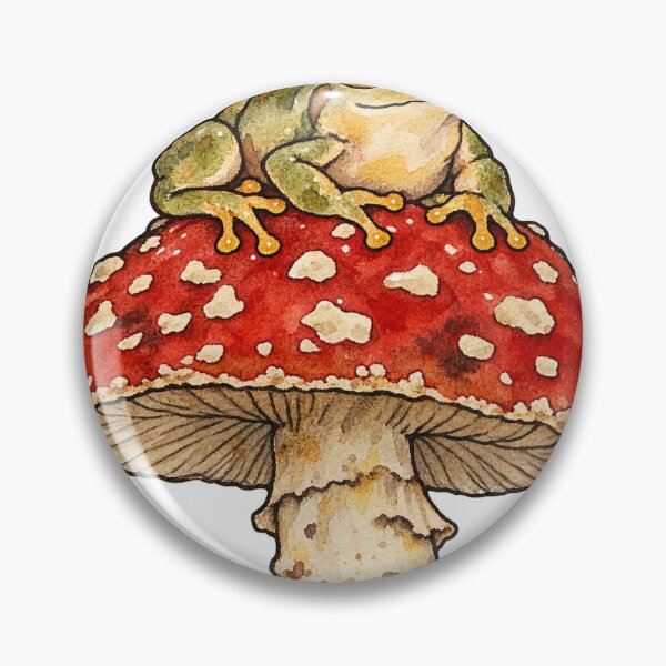 Item preview, Cute Green Frog on Red Mushroom Watercolor designed and sold by Jessie's Palette.
