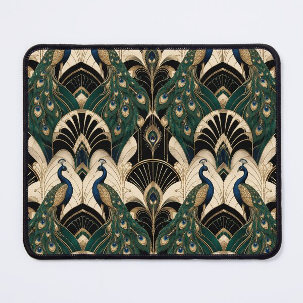 Item preview, Art Deco Imperial Peacock Fan Damask Luxury Geometric Pattern designed and sold by PureVintageLove.