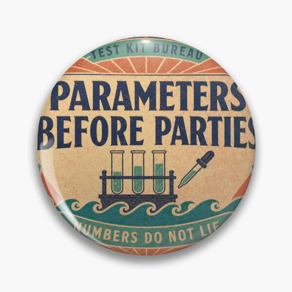 Item preview, Values Before Celebrations Seawater Reef Water Test Retro Label designed and sold by BoosterShop.