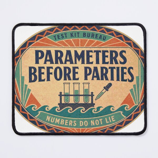 Item preview, Values Before Celebrations Seawater Reef Water Test Retro Label designed and sold by BoosterShop.