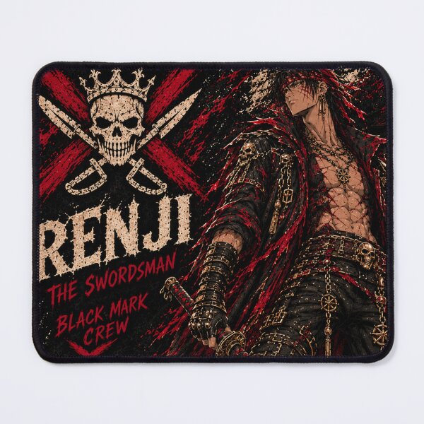 Item preview, Renji The Swordsman Black Mark Crew Distressed Anime Pirate Poster designed and sold by Boomaroo.