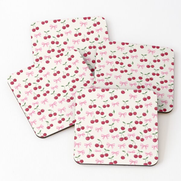 Item preview, Coquette Red Cherries and Pink Ribbon Bows designed and sold by tropicaltee.