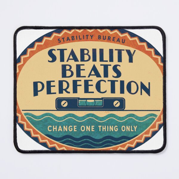 Item preview, Stability Beats Perfection Saltwater Reef Retro Label designed and sold by BoosterShop.