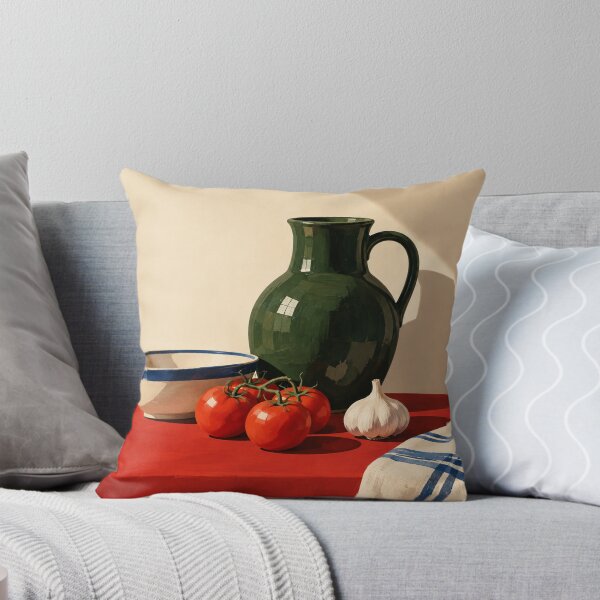 Item preview, The Red Table – Modern Mediterranean Kitchen Still Life Art Print designed and sold by astersgraphics.