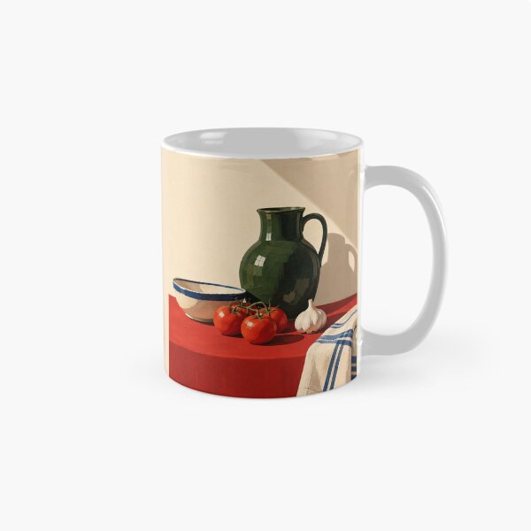 Item preview, The Red Table – Modern Mediterranean Kitchen Still Life Art Print designed and sold by astersgraphics.