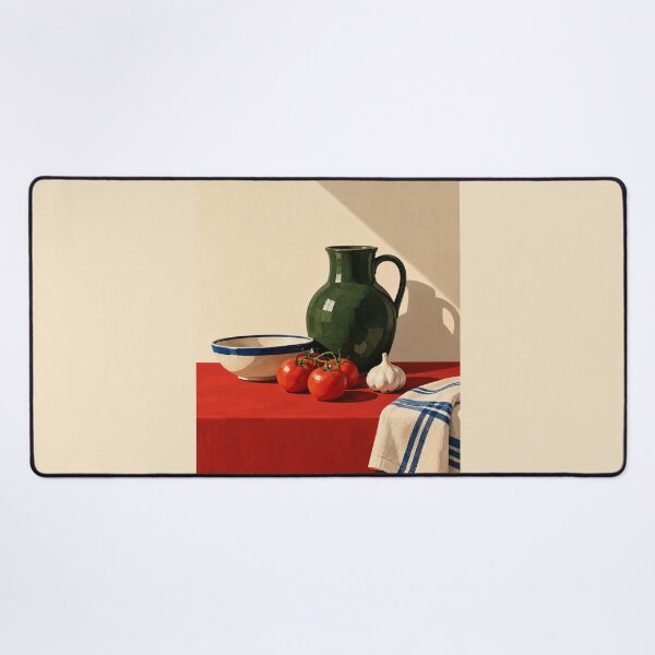Item preview, The Red Table – Modern Mediterranean Kitchen Still Life Art Print designed and sold by astersgraphics.