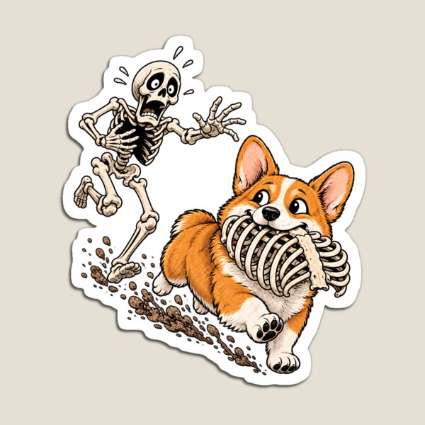 Item preview, Funny Corgi Chasing Skeleton Halloween Graphic designed and sold by Nordo Studio.